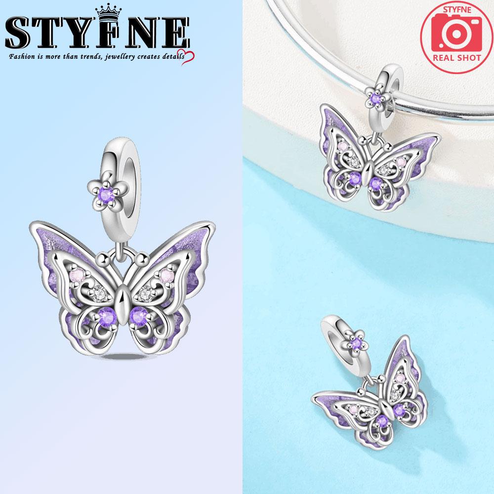 Copper Dreamy Bee Firefly Luminous Purple Butterfly Charms Beads Pendant For Original Bracelet Woman Girl Jewelry