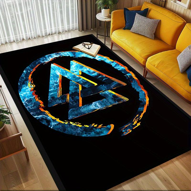 1pc Ice Fire Themed Rug for Home Decor, Non-slip Office Carpet, Chair mat, Outdoor Mat, Christmas and Halloween gifts-0731098