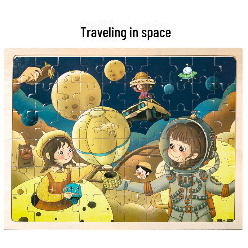 60-Piece Children's Educational Puzzle Set Featuring Jungle Adventure, Fire Rescue, and Various Cartoon Characters.