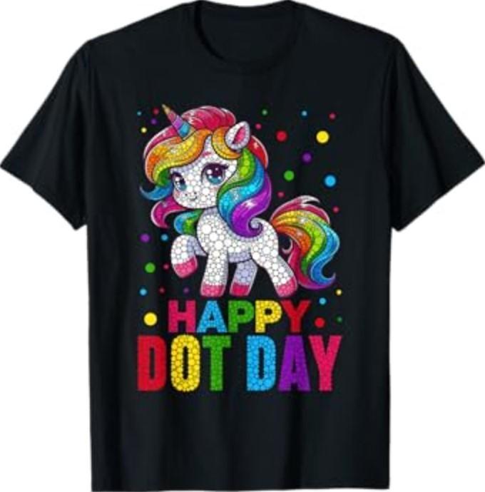Cute Unicorn Polka Dot Art Student Happy Dot Day T-Shirt Unisex T-Shirt