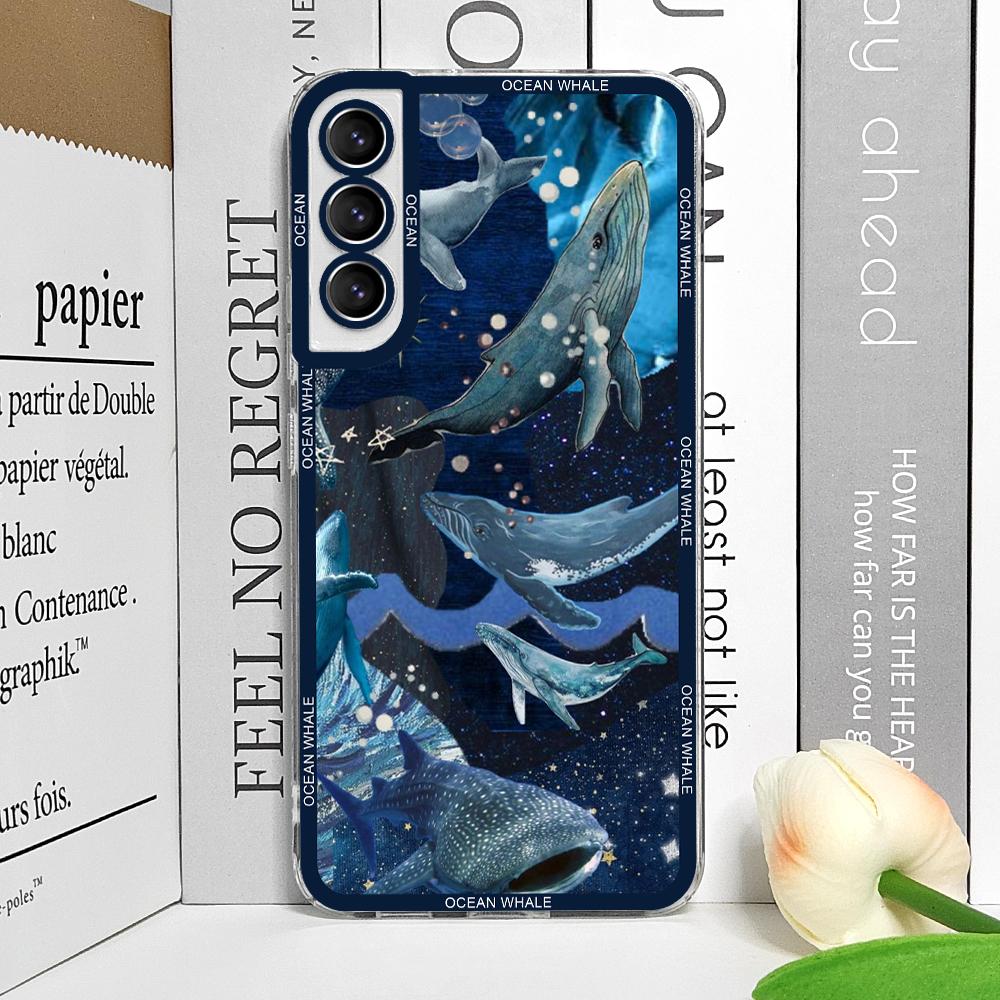 Чехол для телефона 'Плавающий китовый акула в океане' для Samsung Galaxy S25 S24 S21 FE S22 Plus S23 Ultra 5G Мягкие прозрачные чехлы Эстетичные Fundas