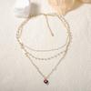 Корейская версия изысканного модного нишевого дизайна имитация жемчуга трехслойная цепочка кулон-сердце ожерелье универсальное для повседневной носки