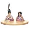 Hina Wooden Doll Single Doll with Round Doll, "Kotohoki" Mikoto, Tray, Natural, KTH-3203E2