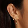 4Pcs Gold Color Crystal Pendant Hoop Earrings For Women Elegant Copper Zircon Ear Clip Luxury Party Jewelry