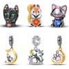 100% 925 Sterling Silver Squirrel Lamb Unearthly Moon Cat Charms Beads Fit 925 Original Bracelets Fine DIY Jewelry Gifts
