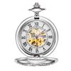 TREEWETO Retro Mechanical Pocket Watch Half Hunter Silver Case with Roman Numeral Box Men's