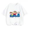 2026 Summer Comic Form Crayon Shinchan Image 100 Cotton Printed Oversize Casual Tshirt Adult Children Parentchild Top y2k