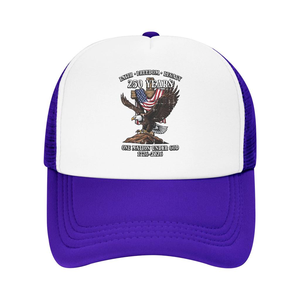 Years Faith Freedom Legacy Eagle th Anniversary USA Mesh Sun Hats Kpop Rock Baseball Caps Unisex Casual Print Trucker Hat