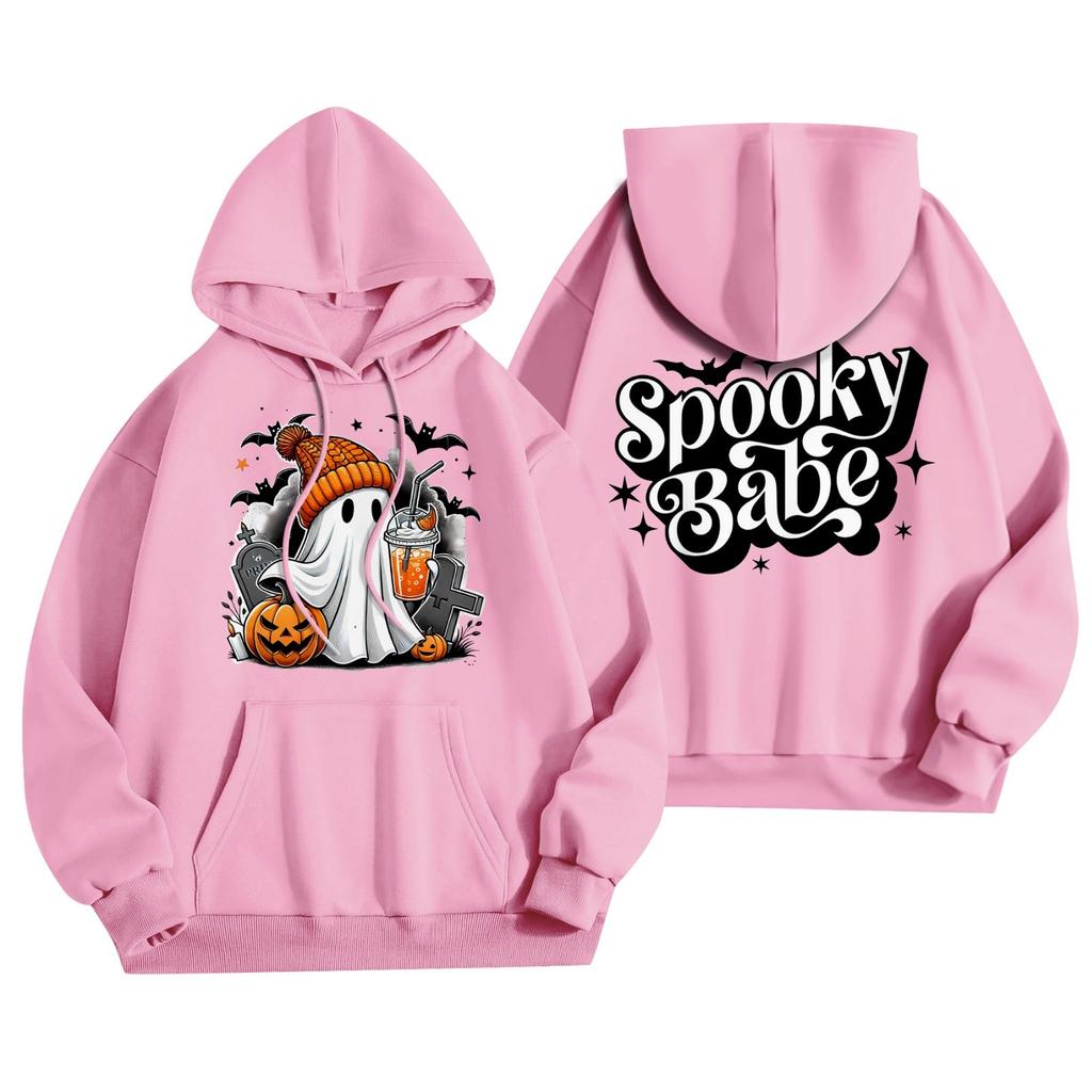 Женская мода, легкий женский свитер с длинными рукавами и карманами, толстовка с капюшоном на Хэллоуин