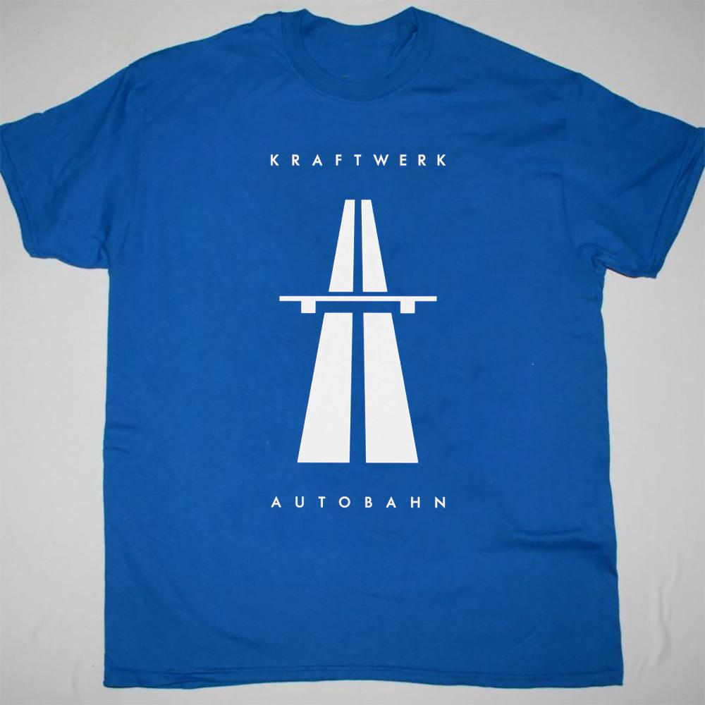 НОВЫЙ KRAFTWERK - AUTOBAHN Синяя футболка с коротким рукавом Все размеры Подарок OM49 Унисекс