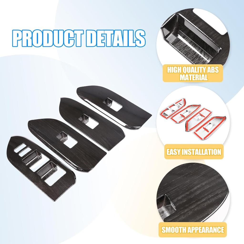 LLKUANG Window Lift Switch Button Frame Cover Trim Compatible with Toyota Land Cruiser Prado FJ150 LC150 150 2010-2018,Car Door Window Glass Lift