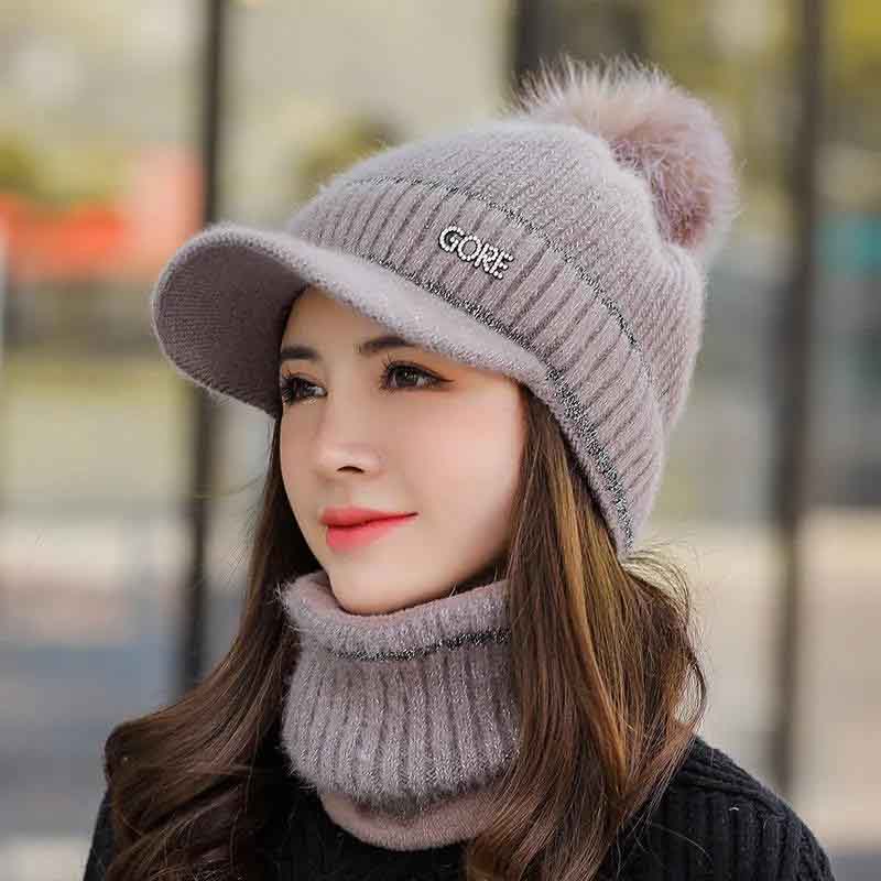 Женские осенние и зимние шапки плюс бархатная теплая шерстяная кепка