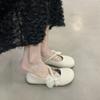Хит продаж 2025 Весна Новые Кружево Универсальный Бант Подошва Мэри Сандалии Женская Одинарная Обувь Жемчуг Один Шаг Мягкая Подошва с Юбкой