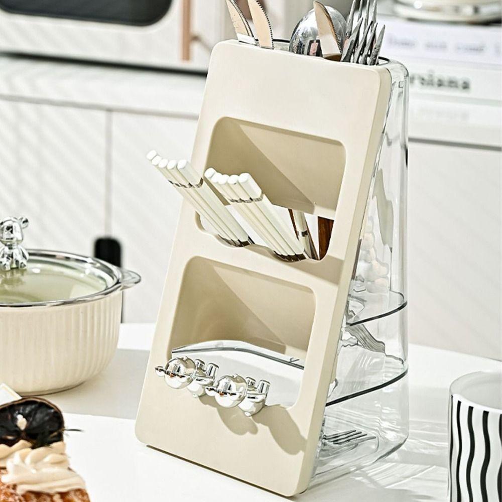 Large Capacity Chopstick Draining Rack 3 Layers Makeup Brush Organizer Desktop Organizer