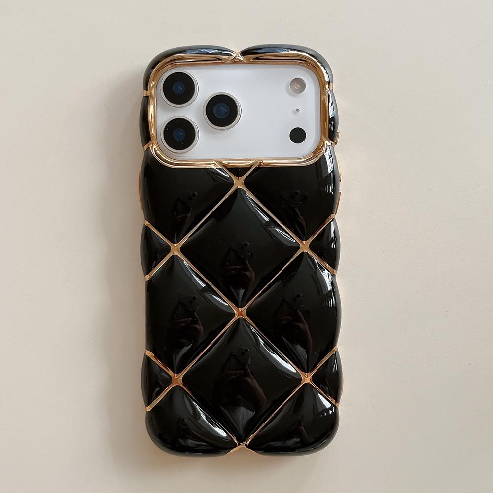 Электролитический 3D чехол для телефона с алмазным узором для iPhone 17 16 15 14 13 12 11 Pro Max Мягкий ударопрочный силиконовый чехол для девушек