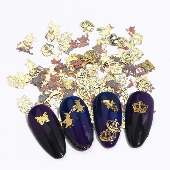 Тыквенная летучая мышь 3D блестящие ломтики для ногтей художественный декор сплав хлопья наклейка