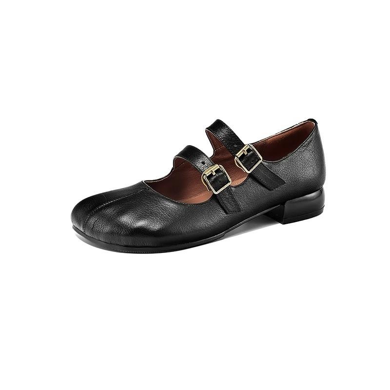 Весенне-осенние новые ретро туфли из коровьей кожи, женские нескользящие туфли на мягкой подошве и толстом каблуке, маленькие кожаные туфли с квадратным носком, туфли Мэри Джейн женские