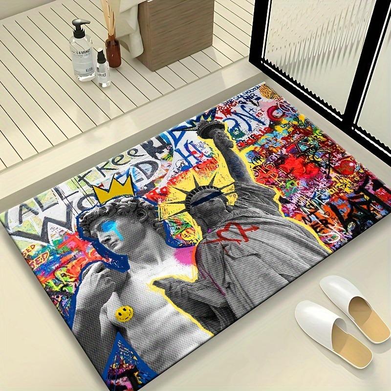 Креативный коврик для двери ванной комнаты с граффити, суперабсорбирующий ковер, нескользящие коврики для ног, декор для ванной комнаты, моющиеся коврики для туалета