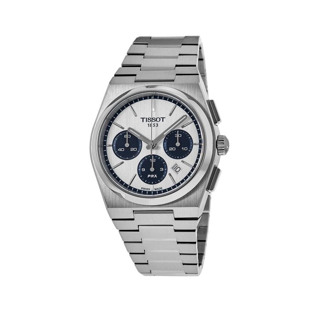 Tissot PRX T-Classic Chronograph с белым циферблатом Автоматические мужские часы T137.427.11.011.01 100M