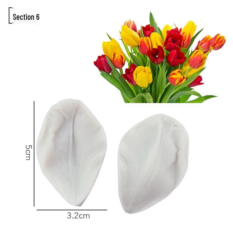 Силиконовая форма для мастики - Набор лепестков и листьев, пищевая, для тиснения на дереве и цветах.