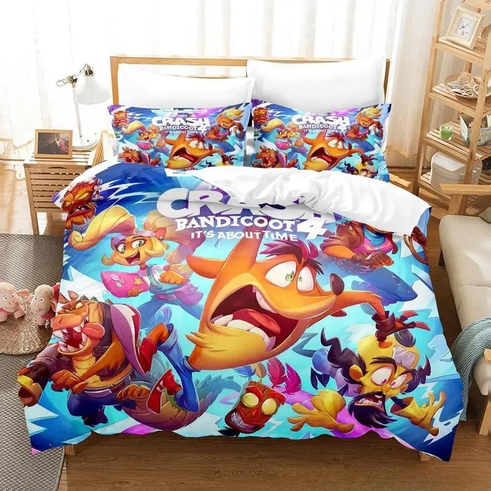 Коллекция постельного белья Crash Bandicoot Односпальный Размер Односпальный Размер Полный Размер Queen Размер Размер King Размер Коллекция кроватей Взрослый Детская Спальня Пододеяльники 3D
