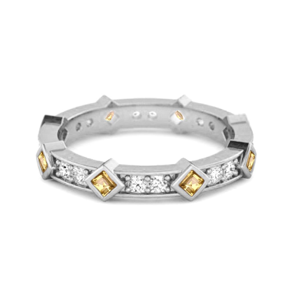 Citrine Eternity Band Ring- 925 Sterling Silver