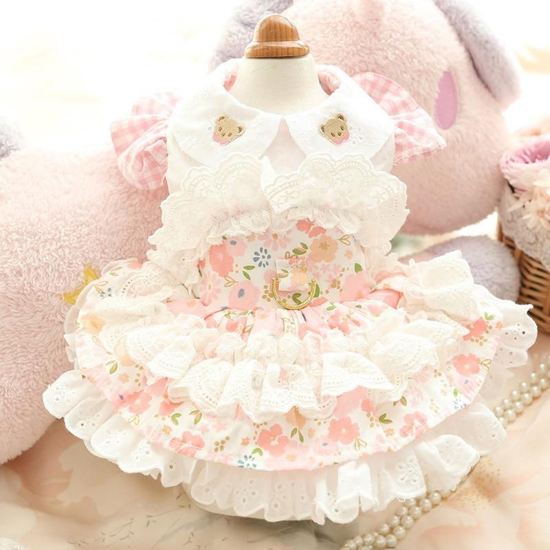 Japanese Style Dog Clothes Spring and Summer Thin Cat Princess Skirt Sweet Small Dog Cake Dresses Pet Supplies XS-XL