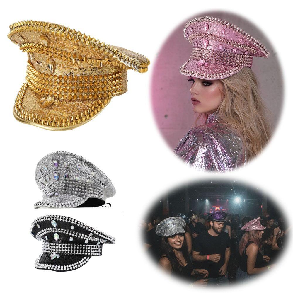 Gold Captain Cap y2k Air Force Hat Women Men Captain Cap Uniform Pilot Cap Fancy Dress