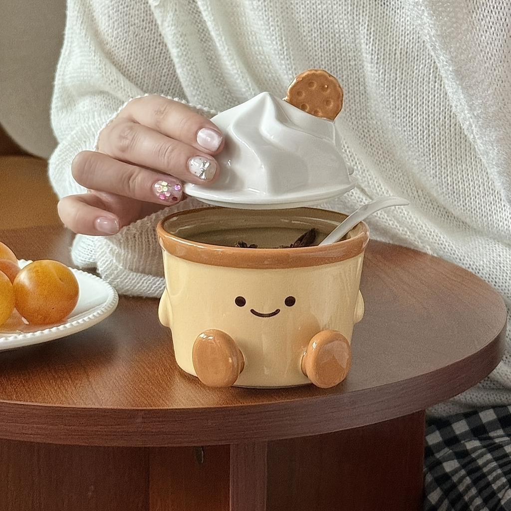 Одиночная милая керамическая баночка для приправ в форме торта, высококачественный инструмент для приправ и специй, солонка и перечница, украшение стола, одиночная 235 мл/7,95 унции