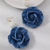 Denims Blue Rose Earrings Handmade Flower Earrings Fashion Denim Floral Earrings
