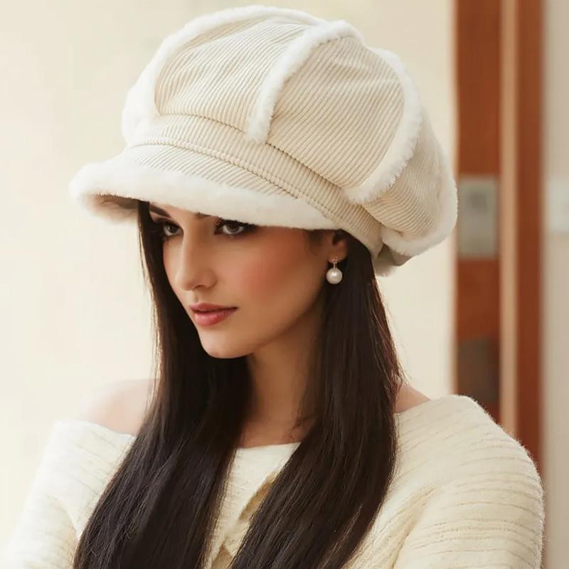 1 шт. Подкладка из плюша Подарочный вельветовый материал Универсальный берет Изысканный утолщенный дизайн Теплые аксессуары Элегантный 56-58 см