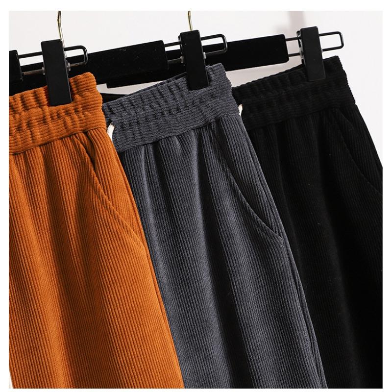 DIMANAF 2025 Осень Большой размер Брюки Харлен Новые Женские Вельветовые Модные Свободные Плиссированные Винтажные Брюки
