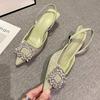 Autumn New Luxury Rhinestone High Heels Women Heeled Sandals Sexy Slingback Sexy Pumps Elegant Heels Pointed Toe Shoes