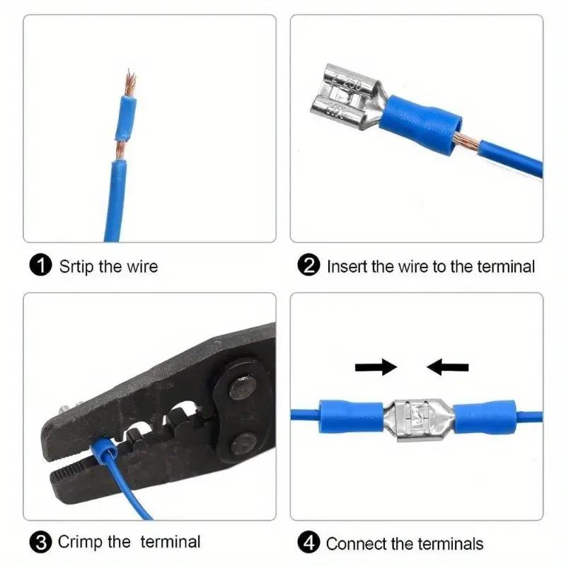 Spade Crimp Terminal Connector Kit with 4-in-1 Stripper DIY Wire Connector Connector Kit Industrial Electrical Connectors