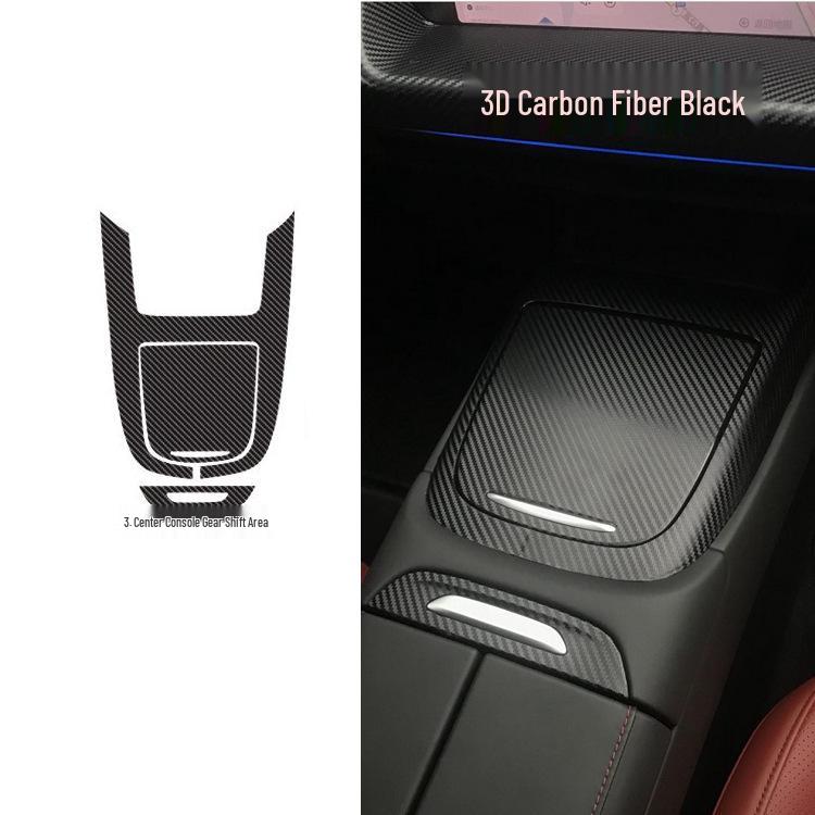 Xpeng P7 Carbon Fiber Interior Stickers: Anti-Kick Pad, Gear Console Decoration, Anti-Scratch Film.