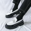 Fashion Hairstylist Leather Shoes Fashion British Style Casual Party and Nightclub Adult Thick Soled Loafers Black and White 38-46