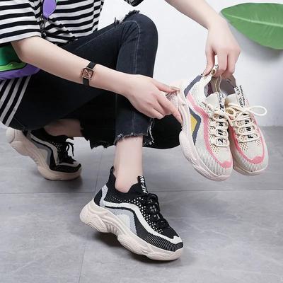 INS модные неуклюжие кроссовки женские легкие кроссовки на толстой мягкой подошве летние сетчатые дышащие универсальные туфли для мам
