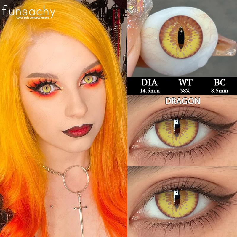 FUNSACHY Blindness Black Cosplay Contact Lenses for Eyes Halloweeen Party Makeup Eye Contacts Yearly Use Beauty Pupils Cosmetics