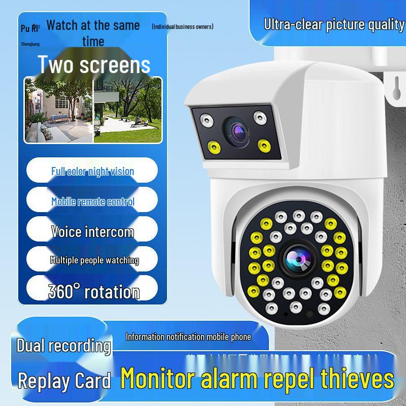 360° Dual Screen Wireless 4G Home & Outdoor Security Camera with Mobile Remote Access