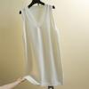 Long Knitted Vest Women V-neck Jacket Sweater Knee Length Dress Loose  Autumn Winter Sleeveless Solid