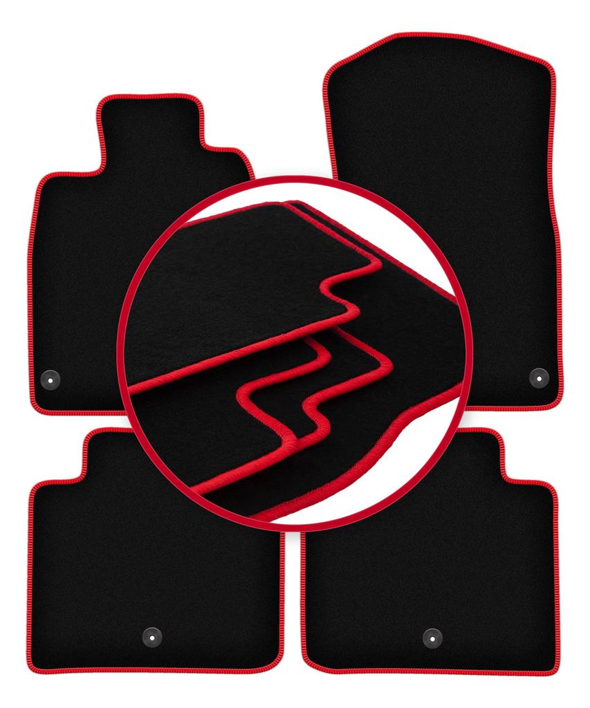Velour floor mats with red edge for: Lexus GS III sedan (2005-2012)