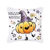 Halloween Cushion Cover Cartoon Black Cat Ghost Happy Pumpkin Printed Pillow Cover Home Decor Square 18x18 Inches Pillowcases