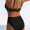 New Two-piece Set, Digitally Printed High-waisted and Thin Bikini Swimsuit for Women