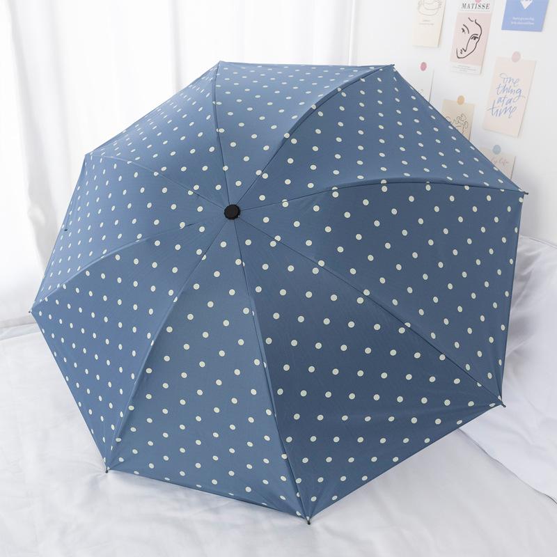 Stylish Polka Dot Auto-Folding Umbrella UPF 50+ Black Coated Sun & Rain Protection Compact Travel Umbrella