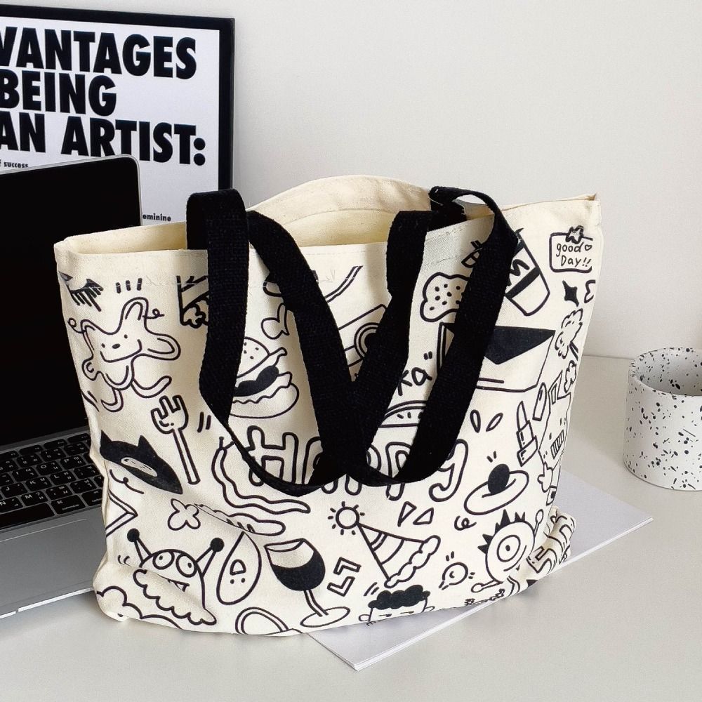 Shopping Bags Women's Hand Canva Bag Portable Canvas Tote Bag Fashion School Hand Bags