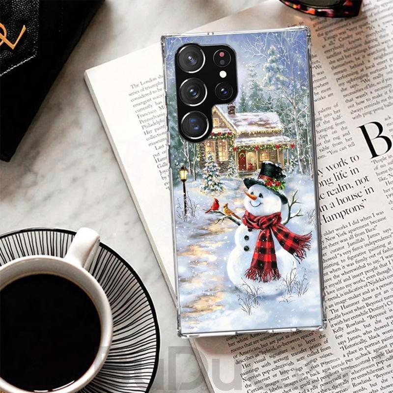 Рождественский Чехол с Санта-Клаусом и Подарками Для Samsung Galaxy S23 S22 S24 S25 Ultra Чехол для Телефона S21 Plus S20 FE S10 + S25Ultra Печать Веселый
