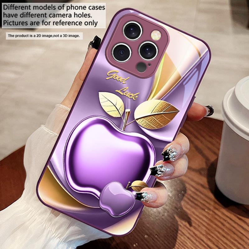 Apple Золотые листья для iPhone 16 E 15 14 13 Plus 12 mini 11 Pro Max XR Xs Max 16E X 7 8 6 6S 2022 Чехол для телефона из закаленного стекла