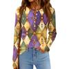 Женская модная свободная повседневная блузка с длинным рукавом и карнавальным принтом