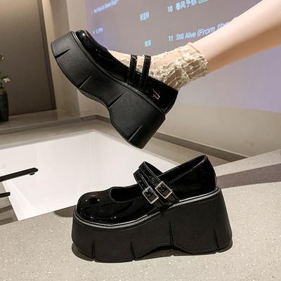 Туфли на круглой подошве в стиле ретро-британской моды, черные кожаные туфли на платформе, женские, весна-осень 2025, новые французские туфли Мэри Джейн