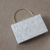 New Fashion Women Bag Acrylic White Striped Dinner Handbag Woman Metal Handle Evening Bag Trendy Party Clutch Box Purse